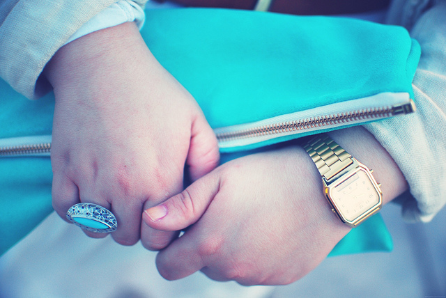 Leather turquoise bag