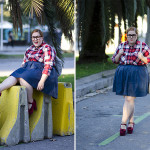 Tartan + Leather Skirt