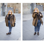 Mom Jeans and Fur Coat
