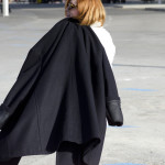 All white and oversize blue coat
